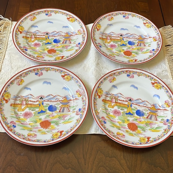 VTG Japan early to mid 1900’s Kutani red ware lot of 4 plates 7.5” - Picture 1 of 12